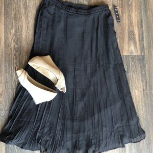 Solid Black Pleated Skirt